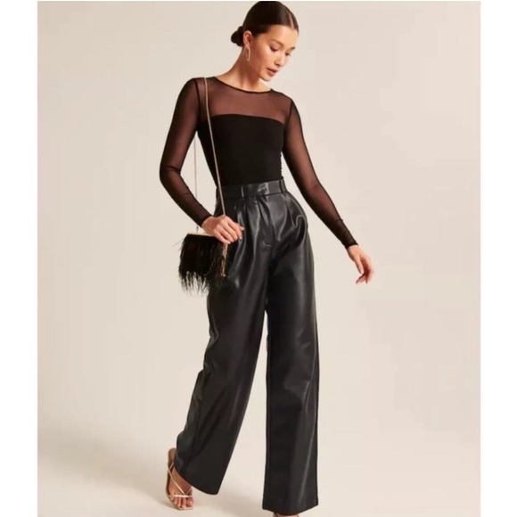 Abercrombie & Fitch Curve Love Sloane Vegan Leather Tailored Pants | XXS - Picture 1 of 7